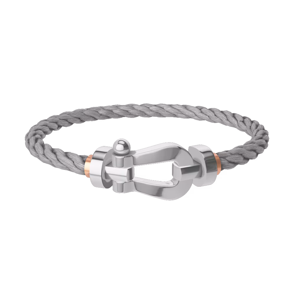 FRED FORCE 10 BRACELET Stainless steel and gold plating WHITE GOLD LARGE MODEL