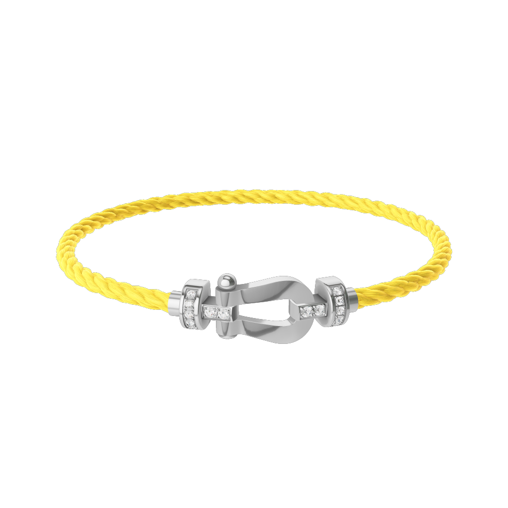FRED FORCE 10 BRACELET Stainless steel and gold plating WHITE GOLD AND DIAMONDS MEDIUM MODEL