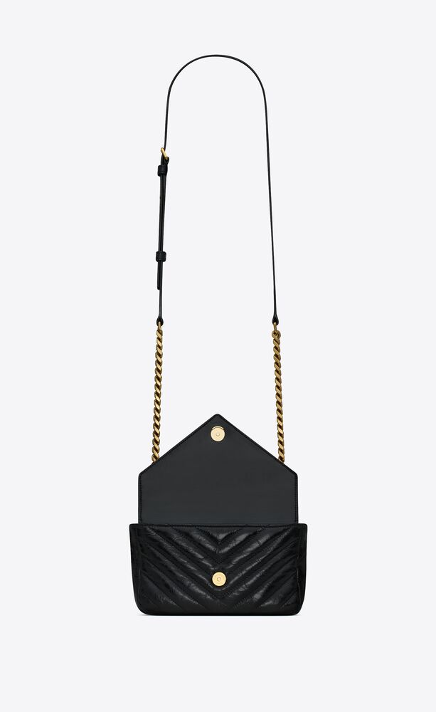 COLLEGE MINI CHAIN BAG IN SHINY CRACKLED LEATHER