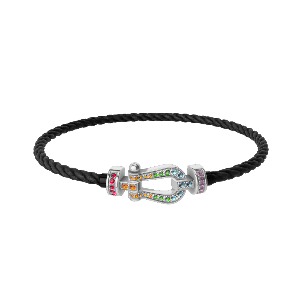FRED FORCE 10 BRACELET MEDIUM MODEL IN Stainless steel and gold plating WHITE GOLD AND COLOURED STONES