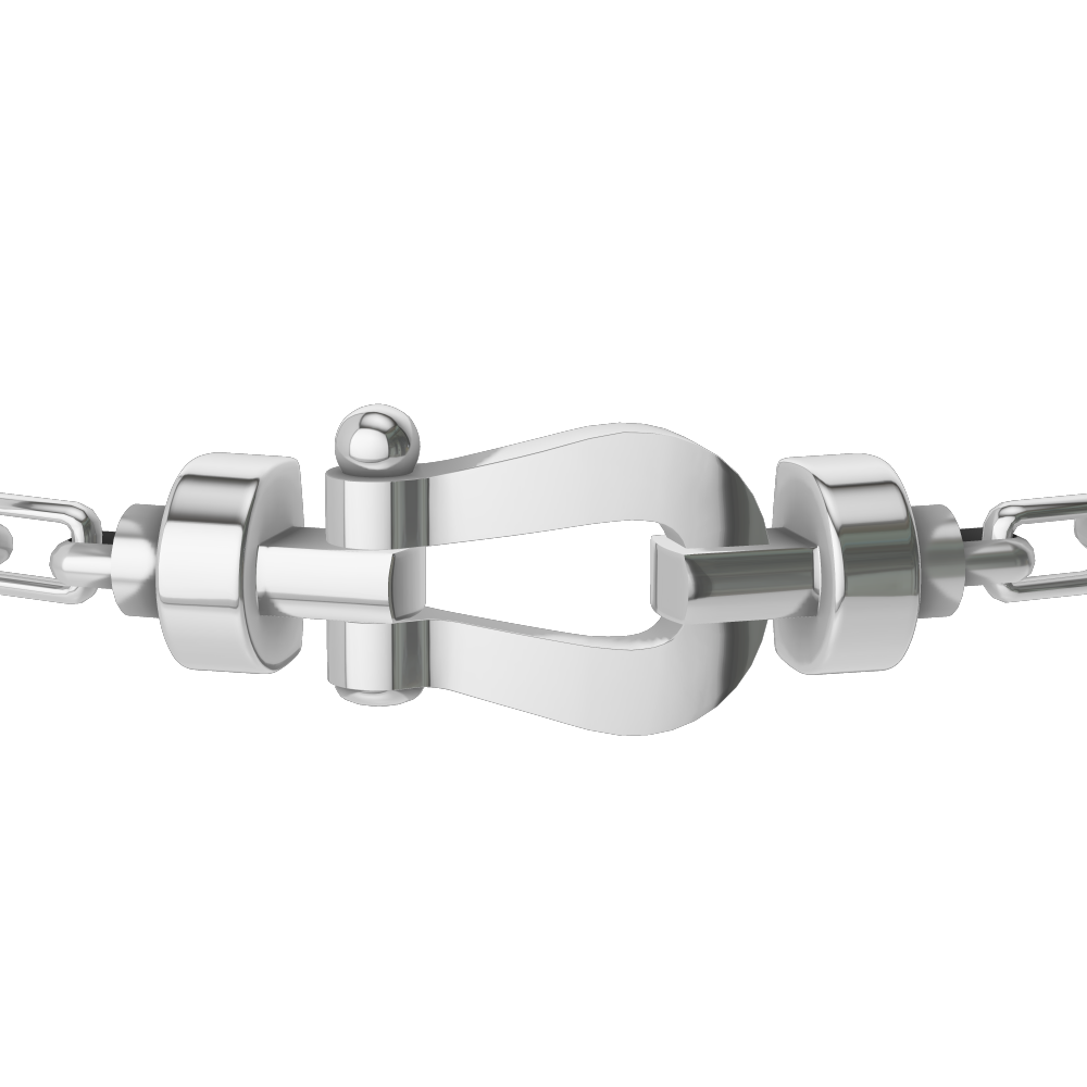 FRED FORCE 10 BRACELET Stainless steel and gold plating WHITE GOLD MEDIUM MODEL