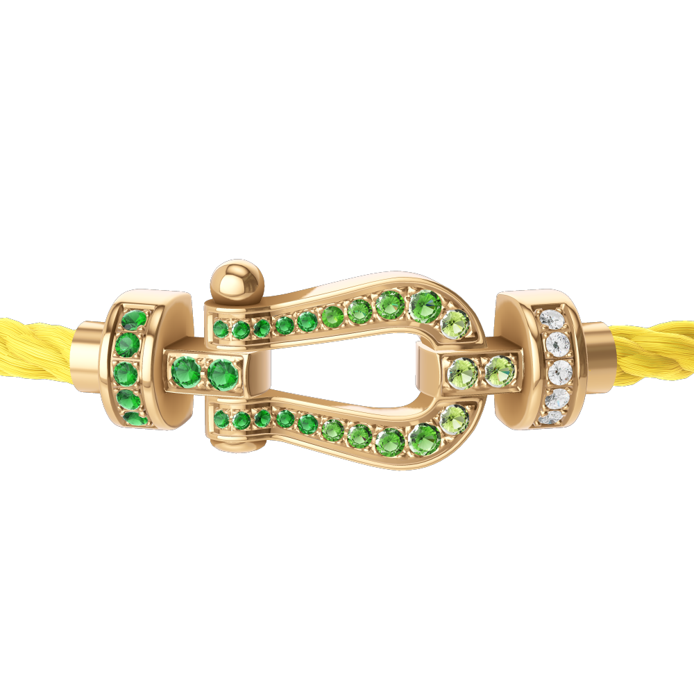 FRED FORCE 10 BRACELET Stainless steel and gold plating YELLOW GOLD AND COLORED STONES MEDIUM MODEL