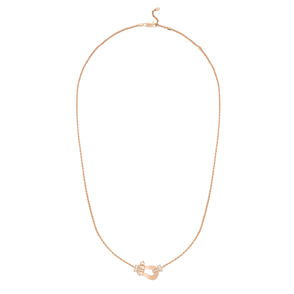 FRED FORCE 10 NECKLACE Stainless steel and gold plating PINK GOLD AND DIAMONDS MEDIUM MODEL