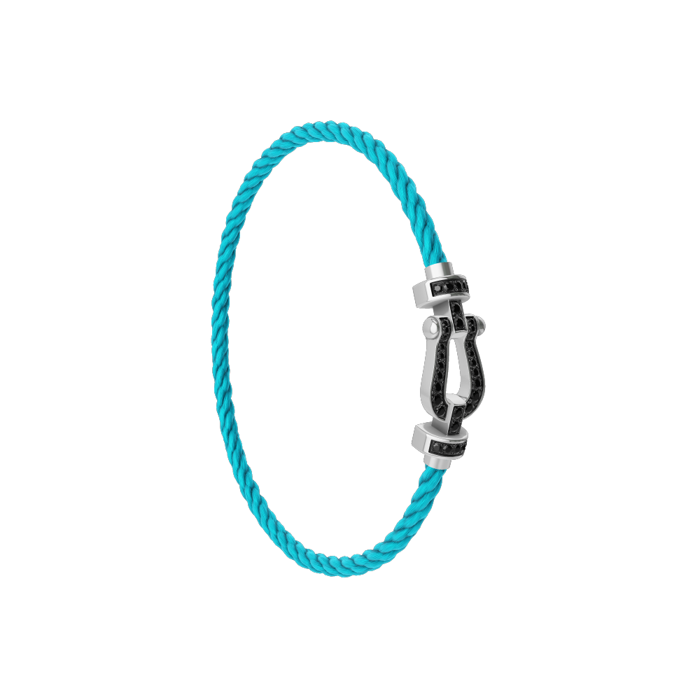 FRED FORCE 10 BRACELET Stainless steel and gold plating WHITE GOLD AND BLACK DIAMONDS MEDIUM MODEL