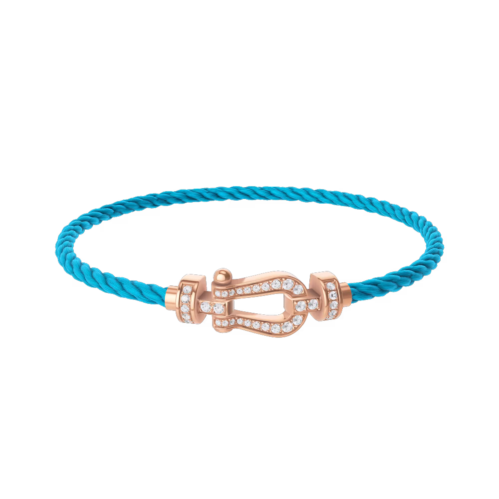 FRED FORCE 10 BRACELET Stainless steel and gold plating PINK GOLD AND DIAMONDS MEDIUM MODEL