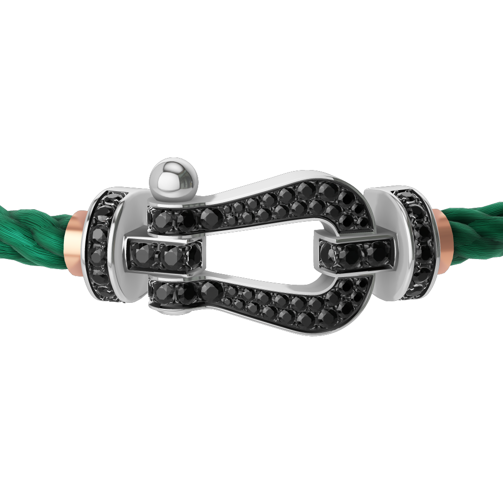 FRED FORCE 10 BRACELET Stainless steel and gold plating WHITE GOLD AND BLACK DIAMONDS LARGE MODEL