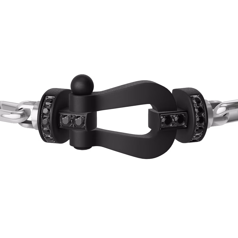 FRED FORCE 10 BRACELET BLACK TITANIUM AND BLACK DIAMONDS LARGE MODEL