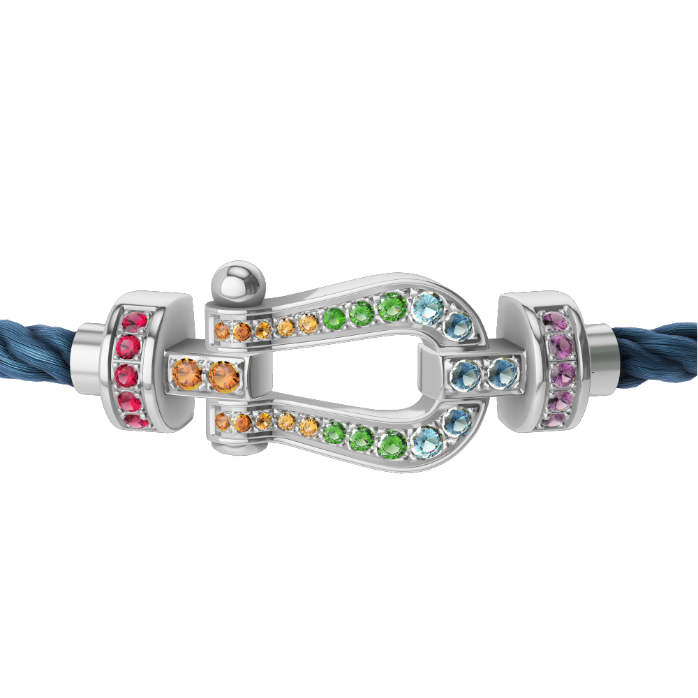 FRED FORCE 10 BRACELET MEDIUM MODEL IN Stainless steel and gold plating WHITE GOLD AND COLOURED STONES