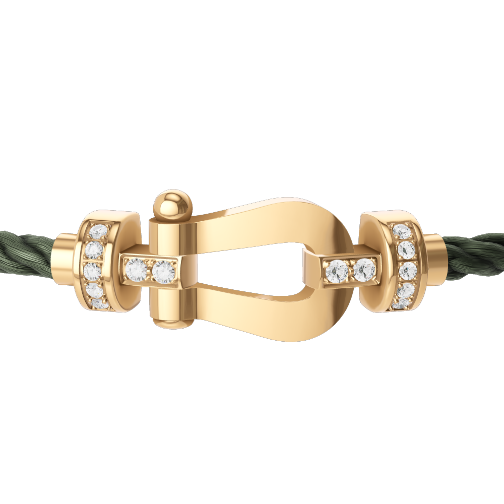 FRED FORCE 10 BRACELET Stainless steel and gold plating YELLOW GOLD AND DIAMONDS MEDIUM MODEL