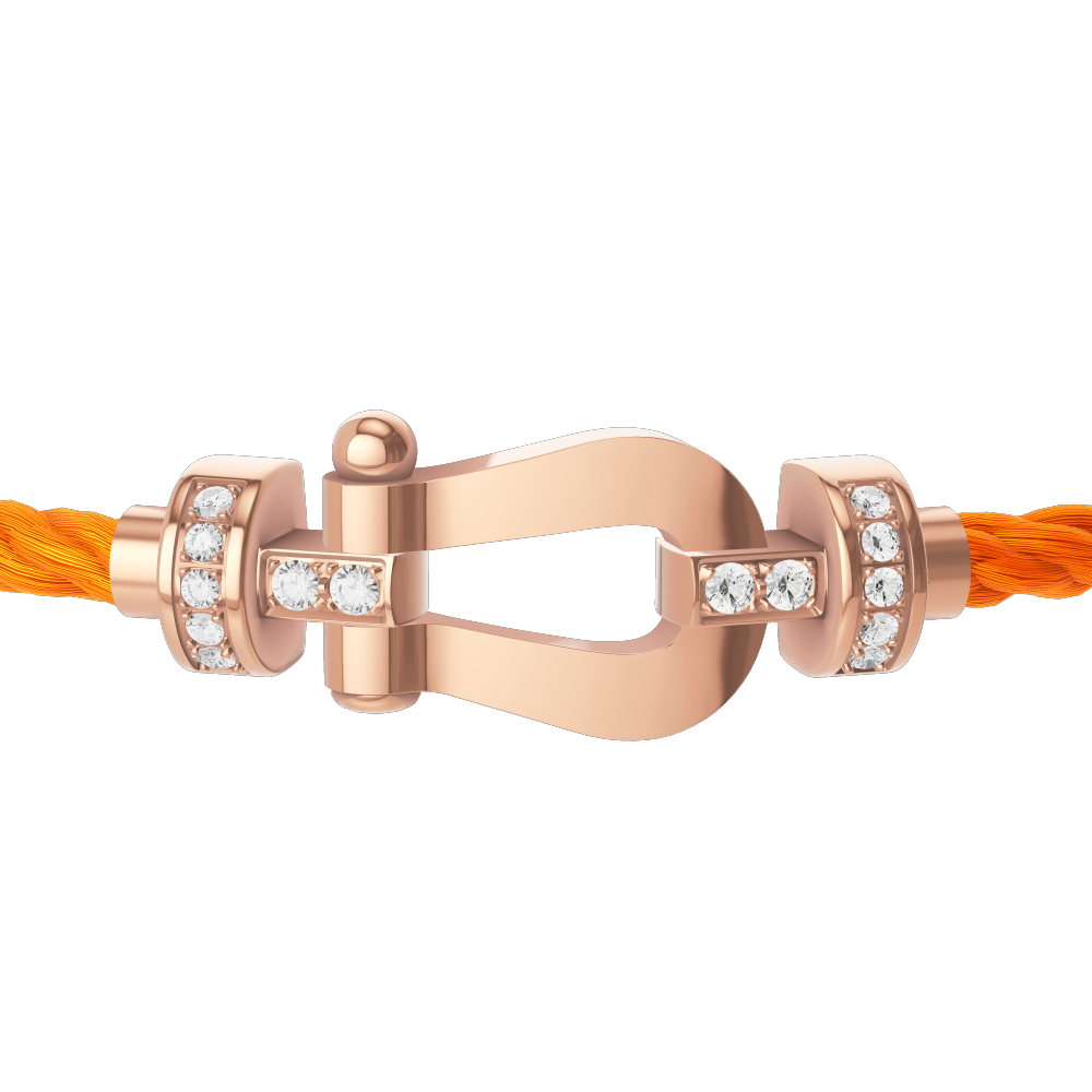 FRED FORCE 10 BRACELET Stainless steel and gold plating PINK GOLD AND DIAMONDS MEDIUM MODEL