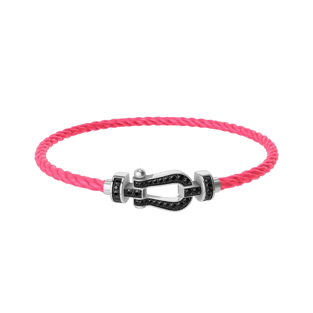 FRED FORCE 10 BRACELET Stainless steel and gold plating WHITE GOLD AND BLACK DIAMONDS MEDIUM MODEL