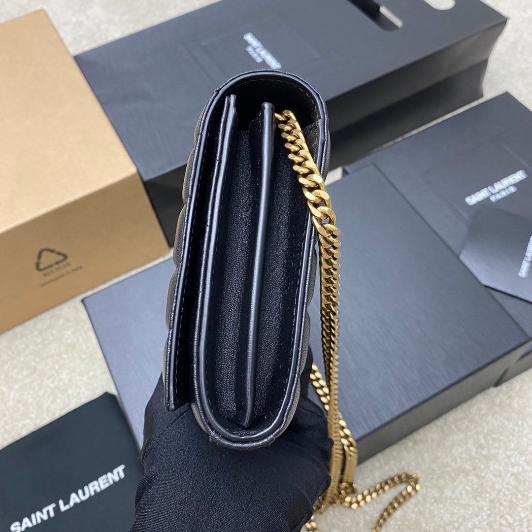 YSL Cassandre Matelassé Carré Chain Wallet IN Lambskin