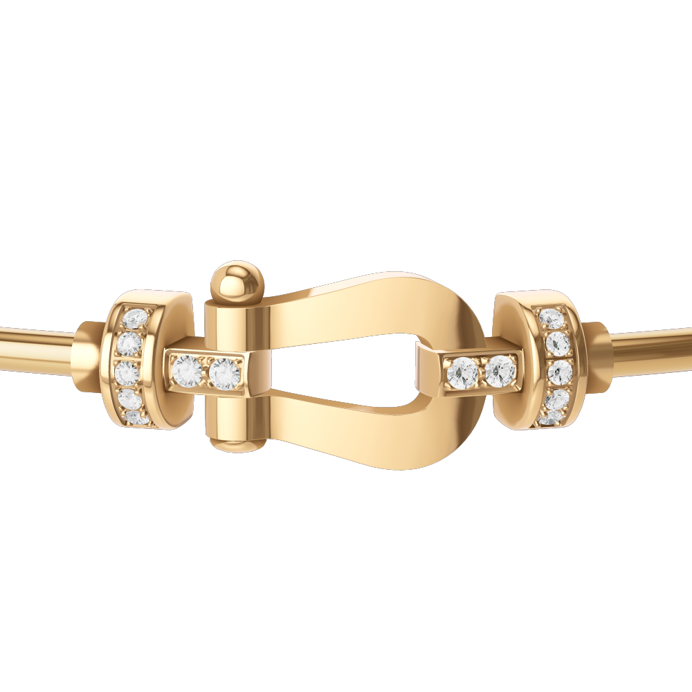 FRED FORCE 10 BRACELET Stainless steel and gold plating YELLOW GOLD AND DIAMONDS MEDIUM MODEL