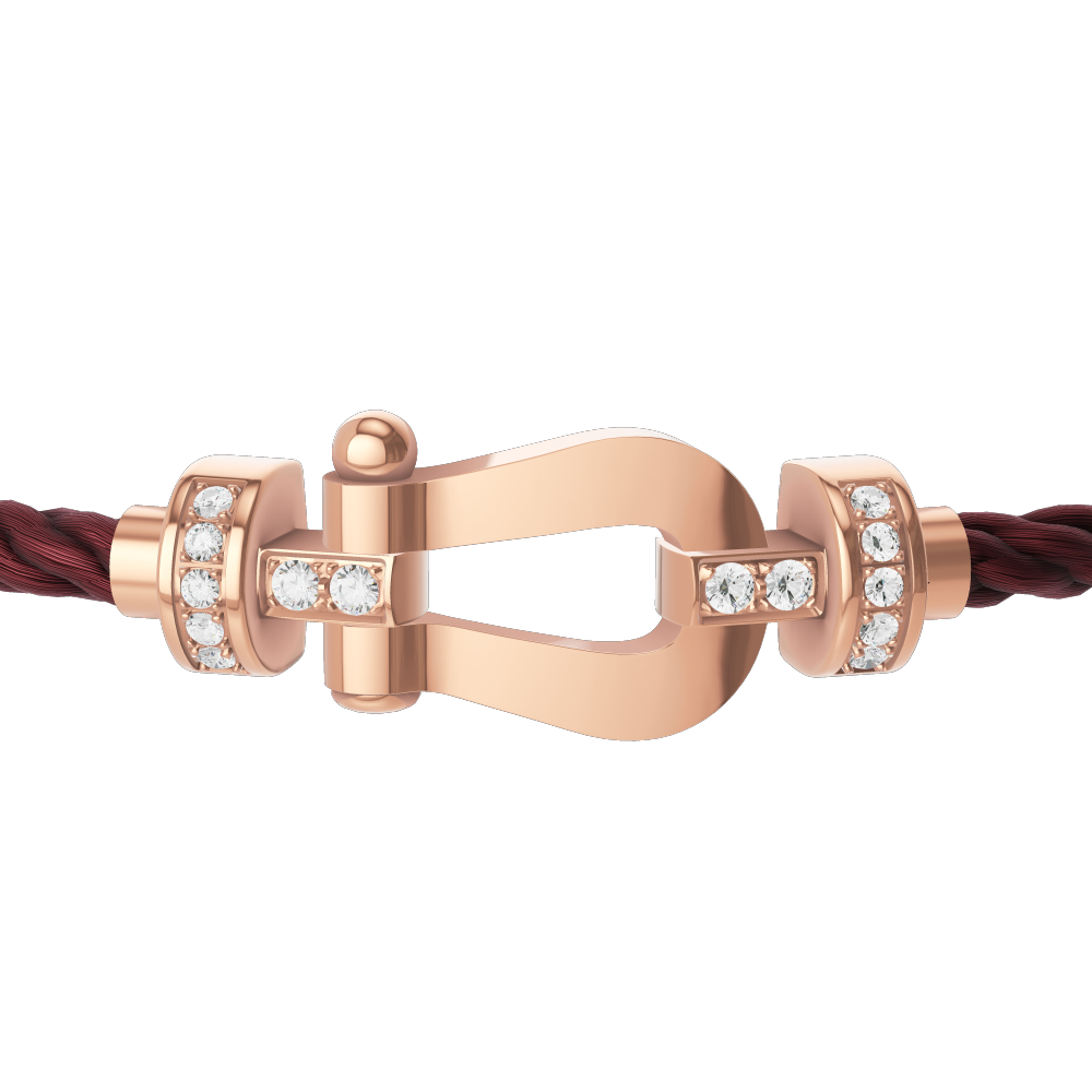 FRED FORCE 10 BRACELET Stainless steel and gold plating PINK GOLD AND DIAMONDS MEDIUM MODEL