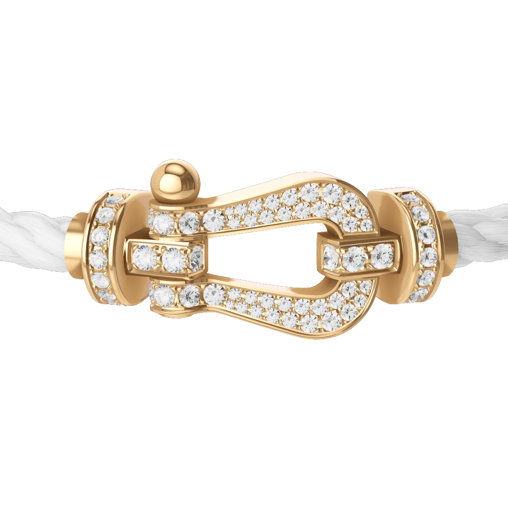 FRED FORCE 10 BRACELET Stainless steel and gold plating YELLOW GOLD AND DIAMONDS LARGE MODEL