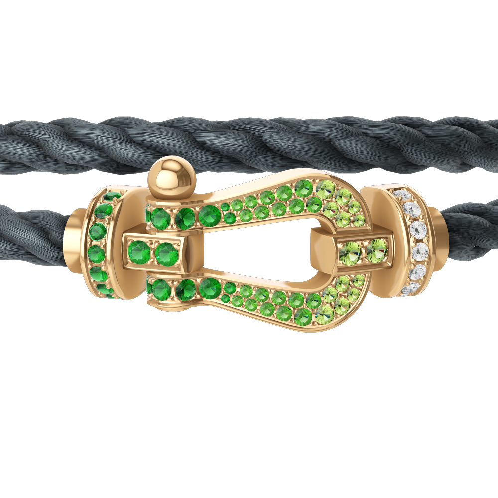 FRED FORCE 10 BRACELET Stainless steel and gold plating YELLOW GOLD AND COLORED STONES LARGE MODEL