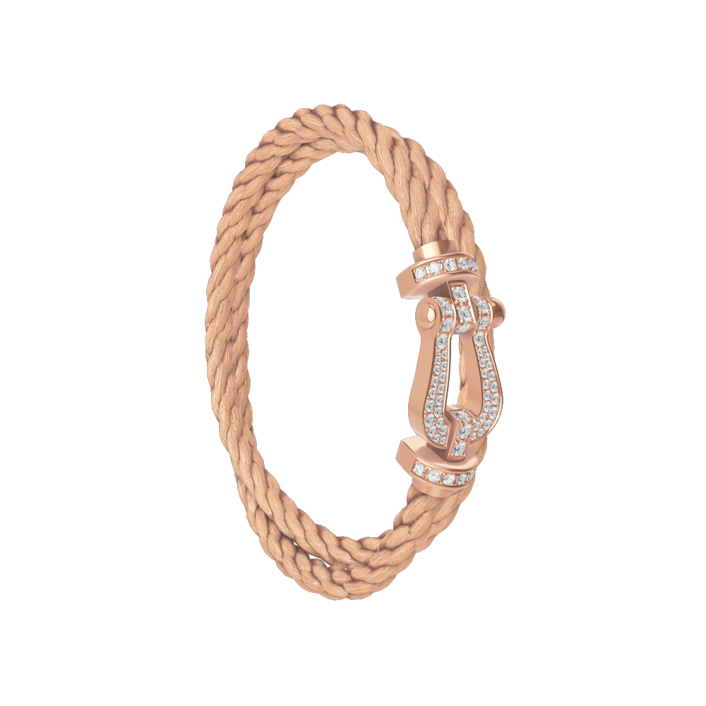 FRED FORCE 10 BRACELET Stainless steel and gold plating PINK GOLD AND DIAMONDS LARGE MODEL