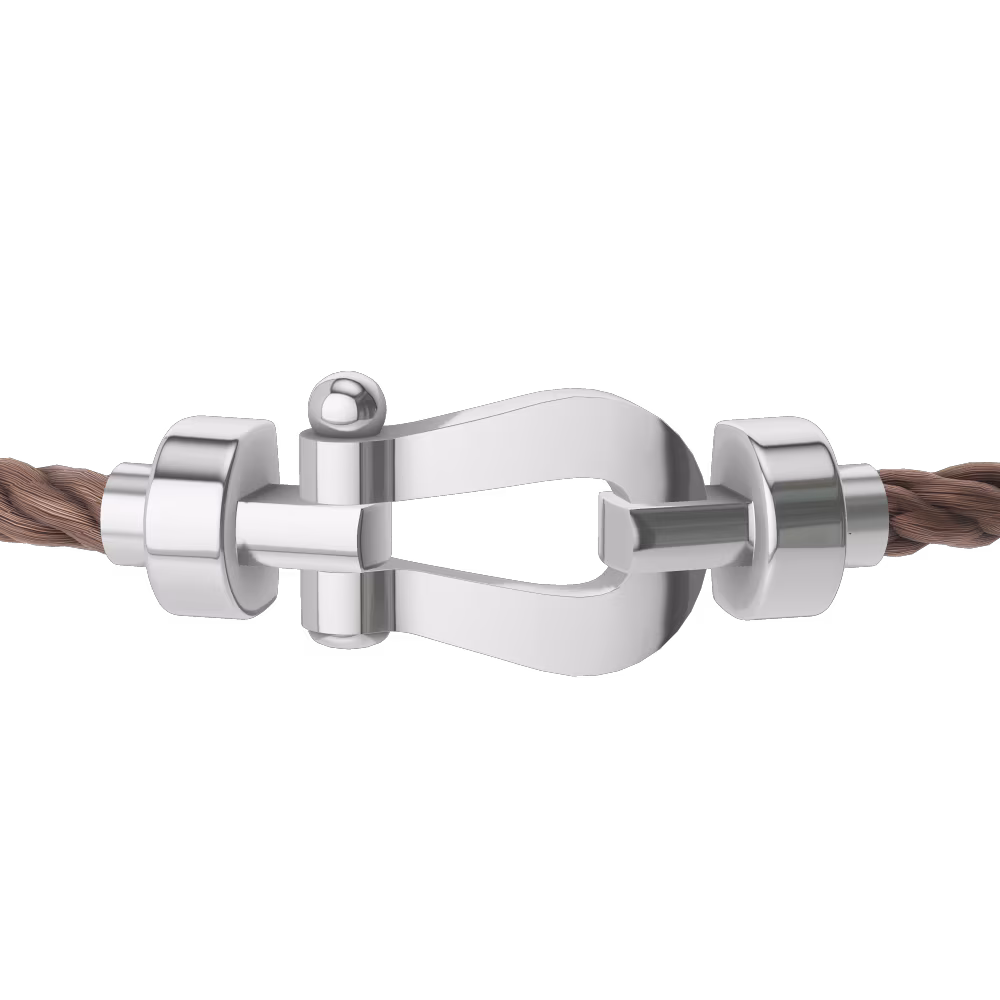 FRED FORCE 10 BRACELET Stainless steel and gold plating WHITE GOLD MEDIUM MODEL