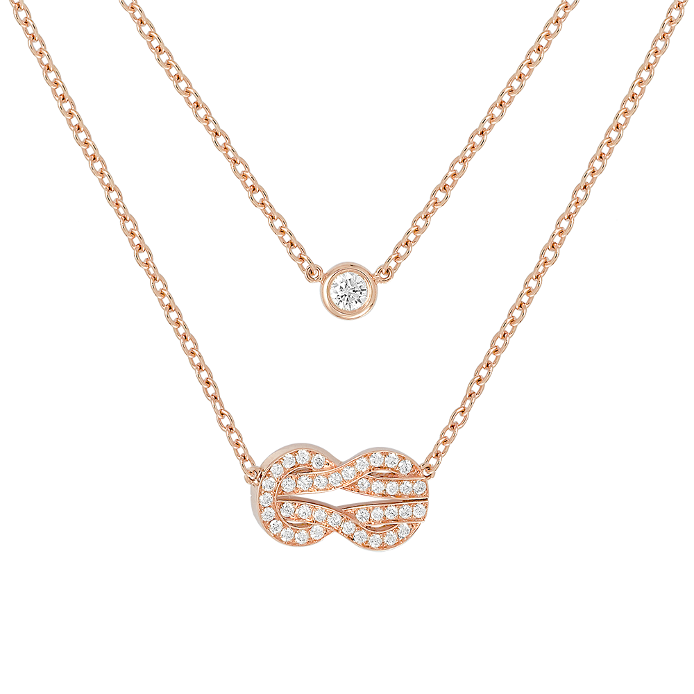 FRED CHANCE INFINIE NECKLACE Stainless steel and gold plating PINK GOLD AND DIAMONDS MEDIUM MODEL