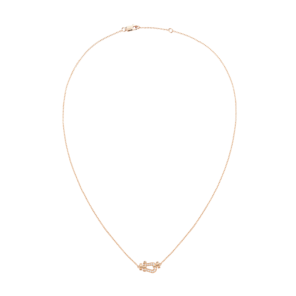 FRED FORCE 10 NECKLACE SMALL MODEL IN Stainless steel and gold plating PINK GOLD AND DIAMONDS