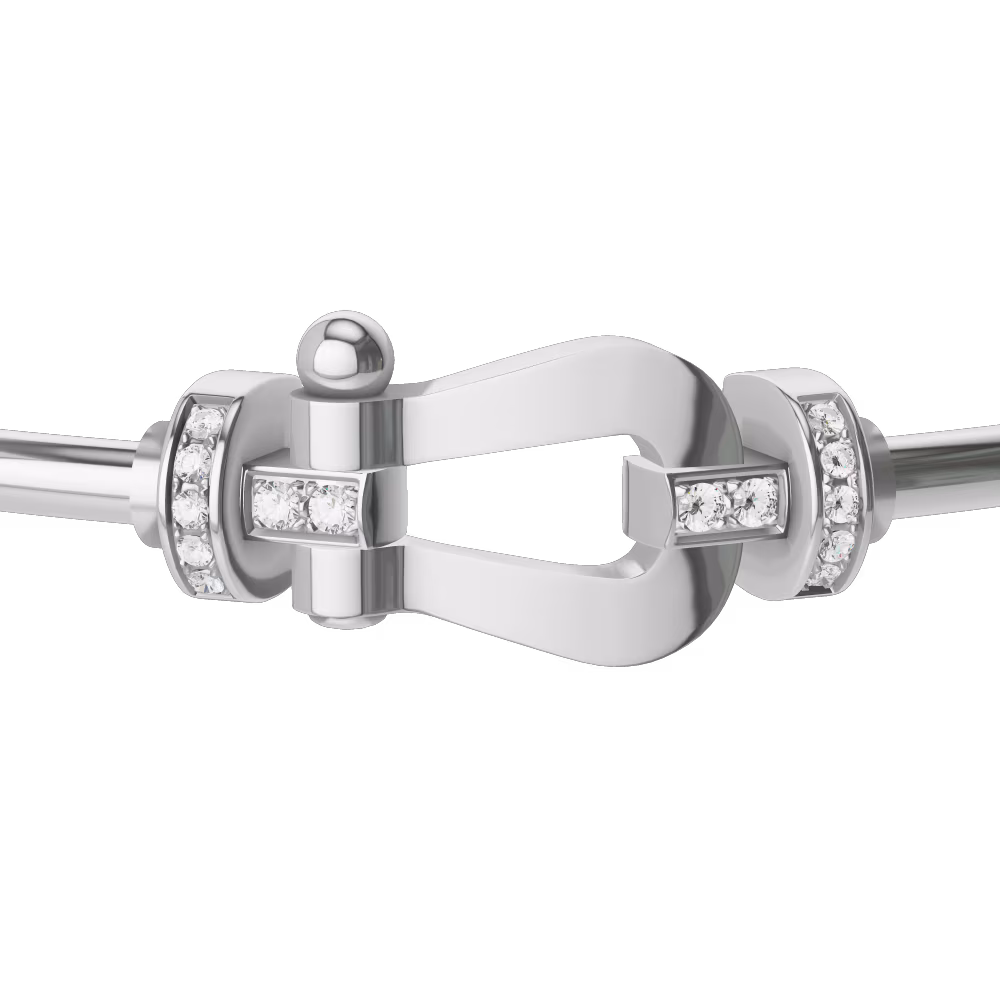 FRED FORCE 10 BRACELET Stainless steel and gold plating WHITE GOLD AND DIAMONDS LARGE MODEL