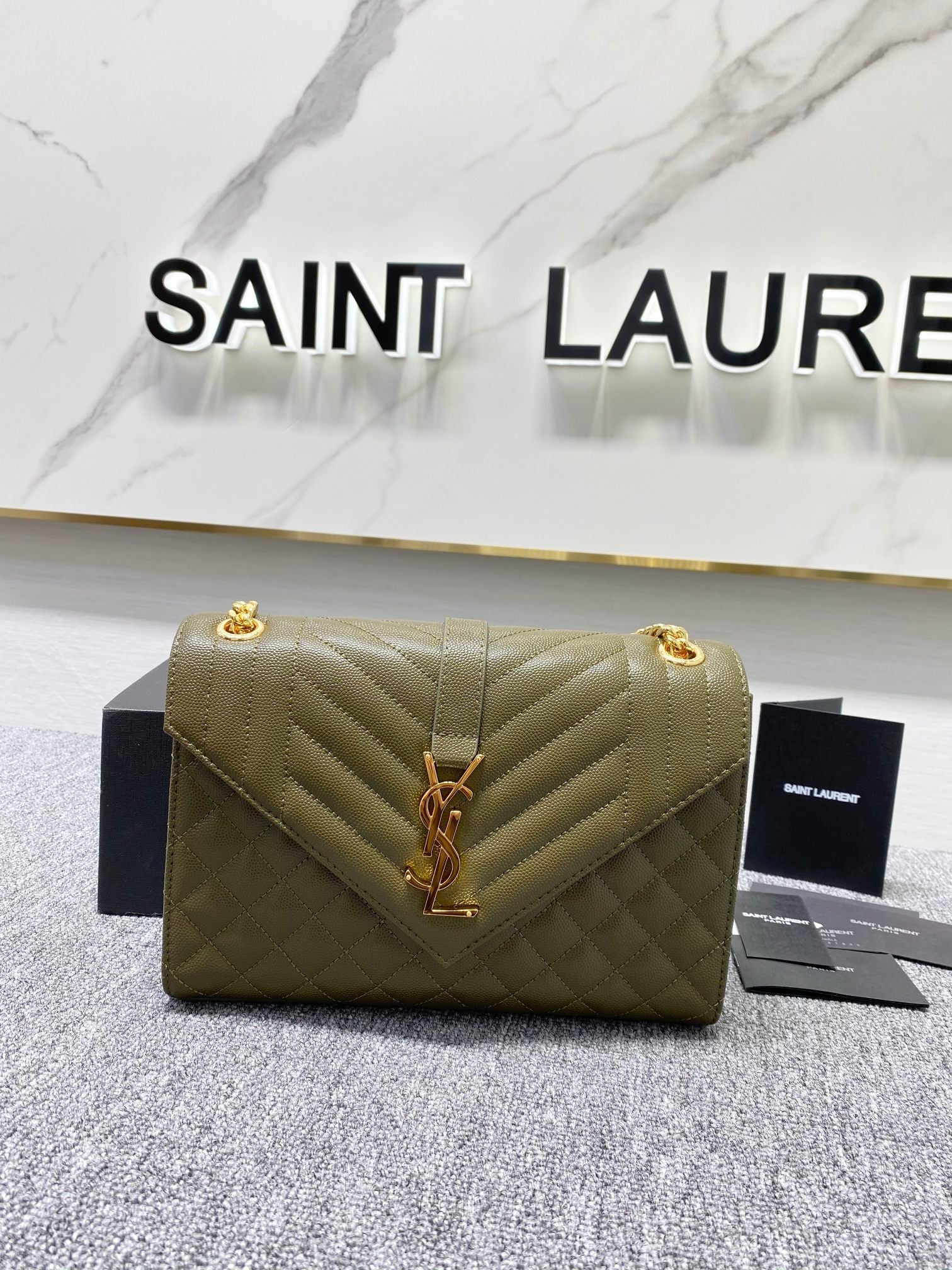 YSL  Envelope Medium Bag In Mix Matelasse Grain  De Poudre Embossed Leather