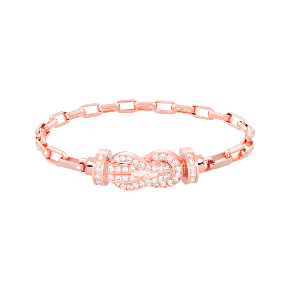 FRED CHANCE INFINIE BRACELET Stainless steel and gold plating PINK GOLD AND DIAMONDS LARGE MODEL