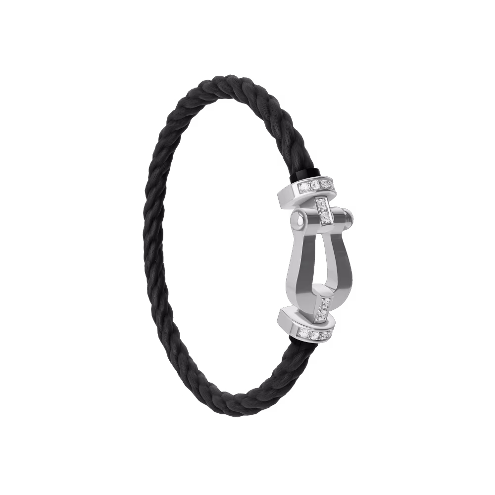 FRED FORCE 10 BRACELET Stainless steel and gold plating WHITE GOLD AND DIAMONDS LARGE MODEL