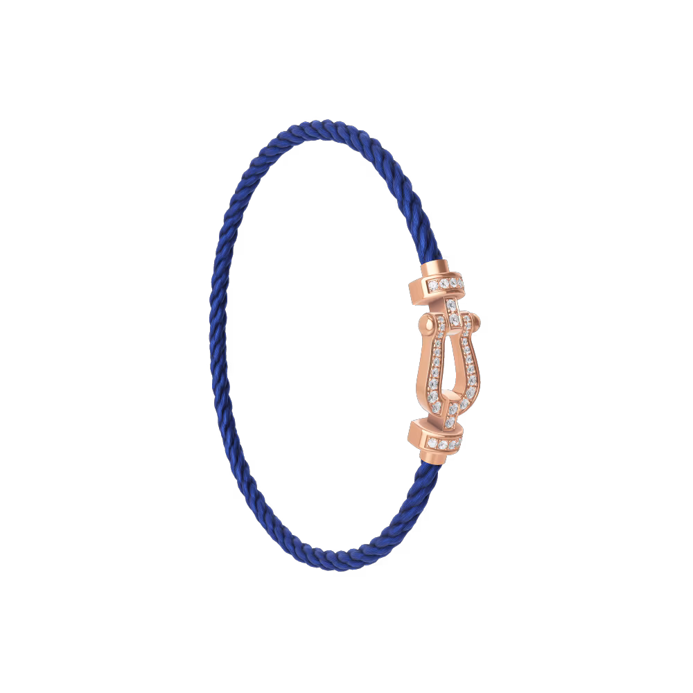 FRED FORCE 10 BRACELET Stainless steel and gold plating PINK GOLD AND DIAMONDS MEDIUM MODEL