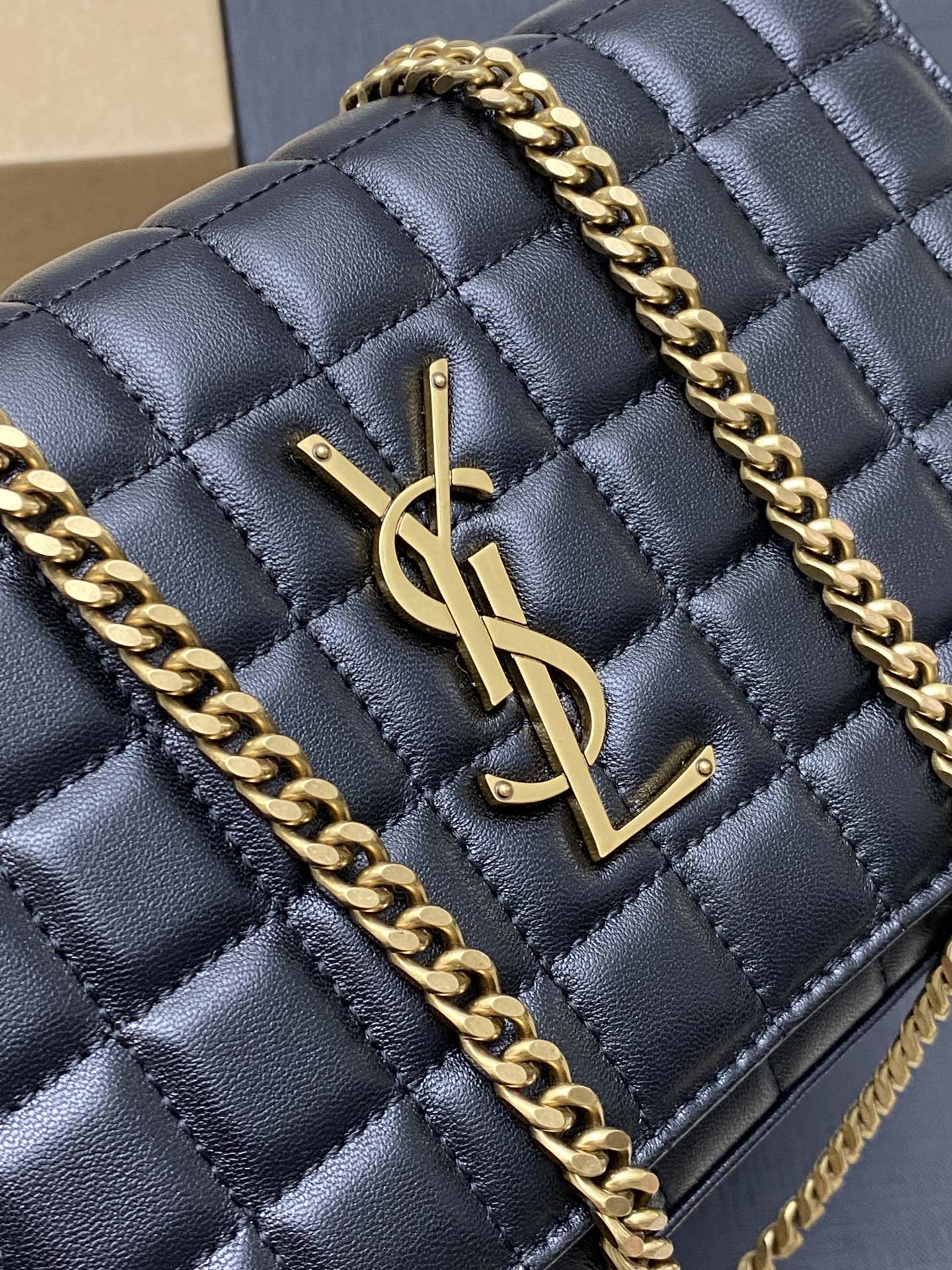 YSL Cassandre Matelassé Carré Chain Wallet IN Lambskin