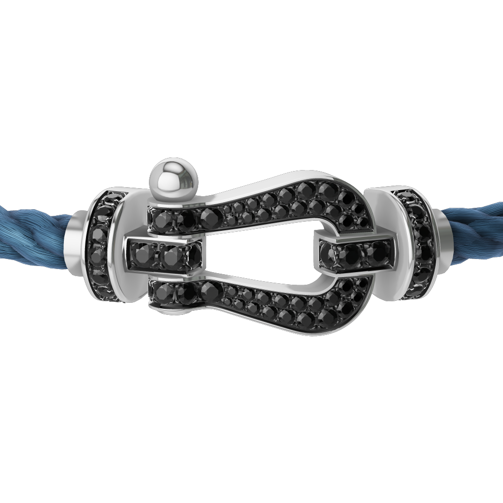 FRED FORCE 10 BRACELET Stainless steel and gold plating WHITE GOLD AND BLACK DIAMONDS LARGE MODEL