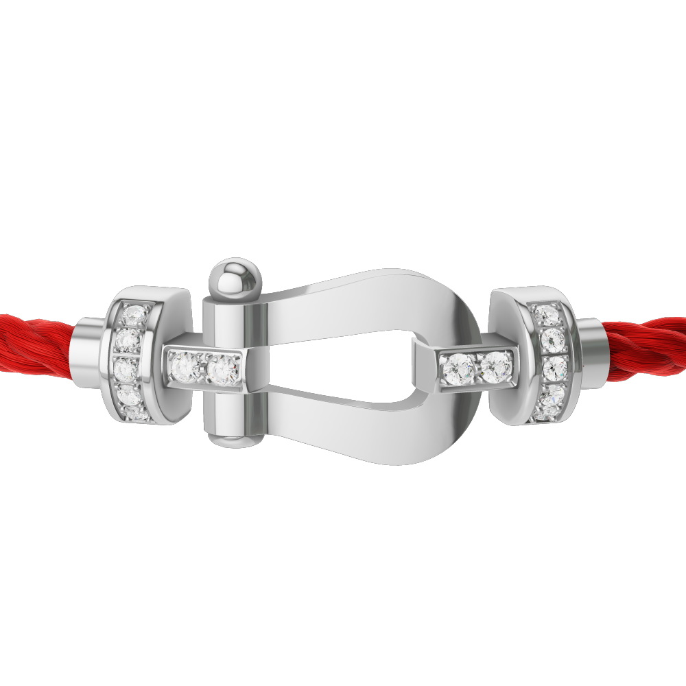 FRED FORCE 10 BRACELET Stainless steel and gold plating WHITE GOLD AND DIAMONDS MEDIUM MODEL