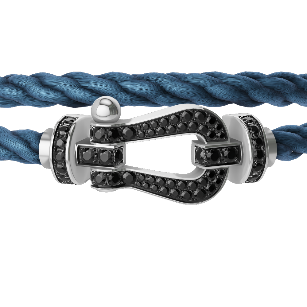 FRED FORCE 10 BRACELET Stainless steel and gold plating WHITE GOLD AND BLACK DIAMONDS LARGE MODEL