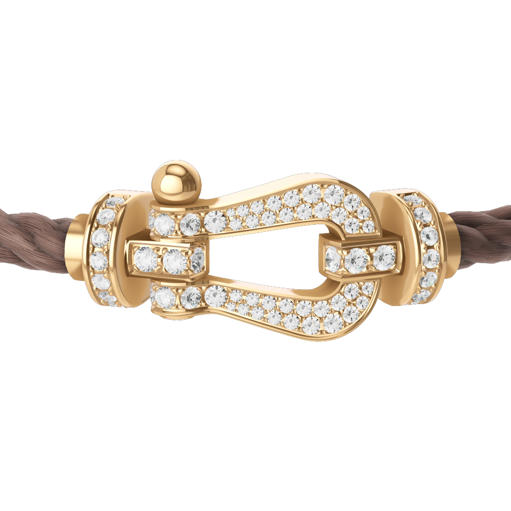 FRED FORCE 10 BRACELET Stainless steel and gold plating YELLOW GOLD AND DIAMONDS LARGE MODEL