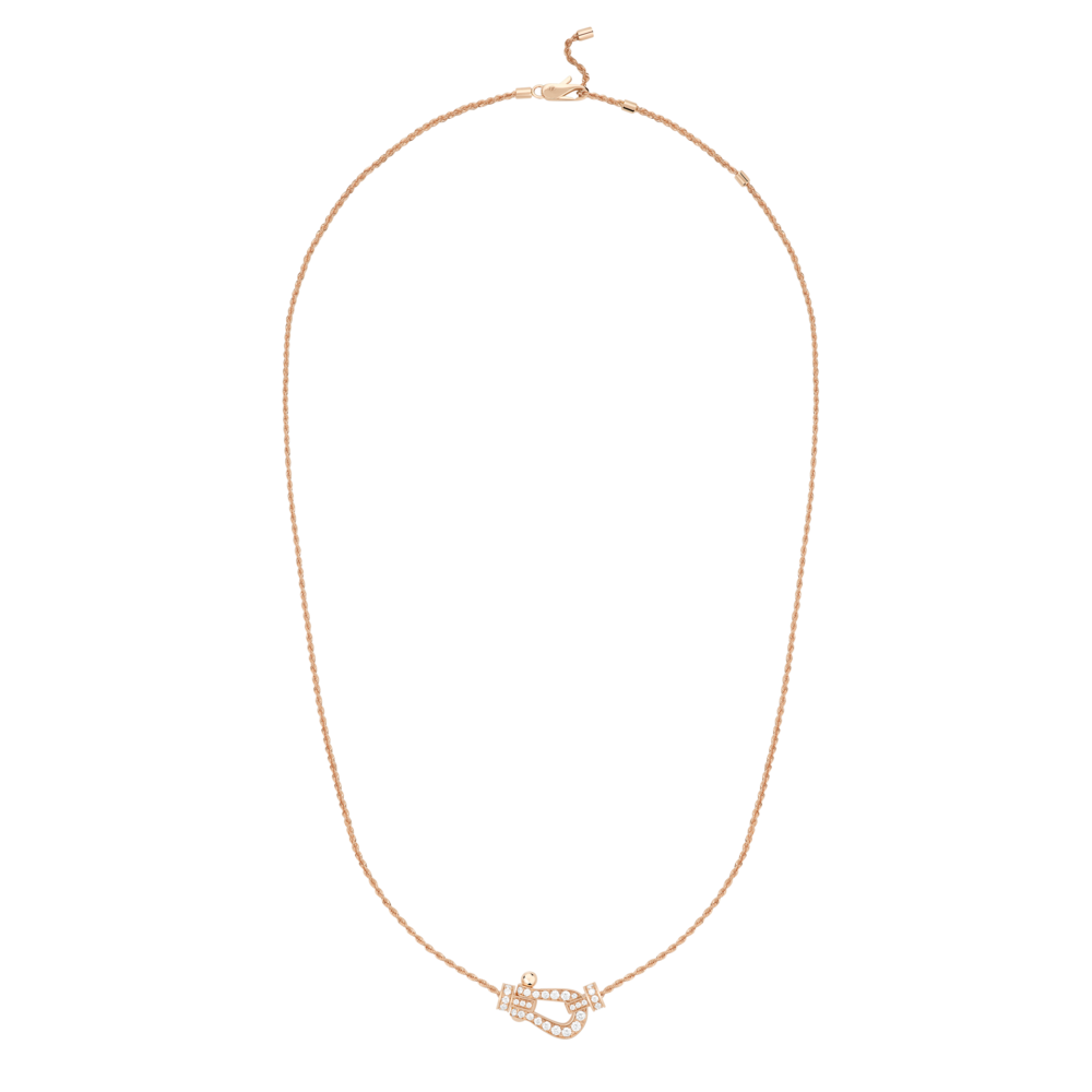 FRED FORCE 10 NECKLACE Stainless steel and gold plating PINK GOLD AND DIAMONDS MEDIUM MODEL