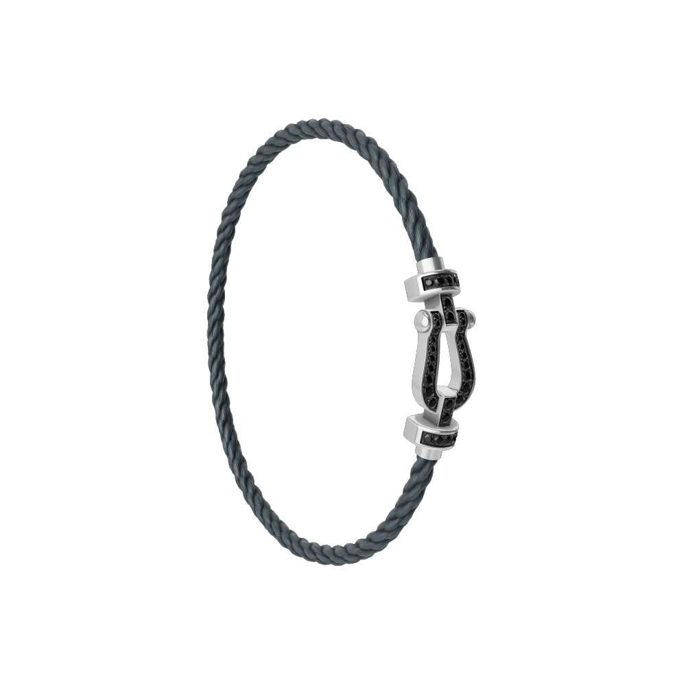 FRED Force 10 bracelet Stainless steel and gold plating white gold and black diamonds medium model