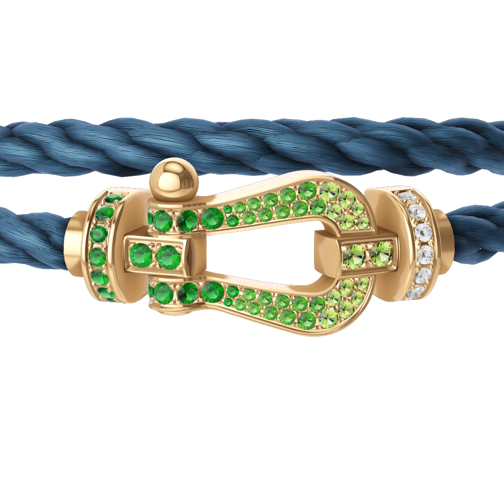 FRED FORCE 10 BRACELET Stainless steel and gold plating YELLOW GOLD AND COLORED STONES LARGE MODEL