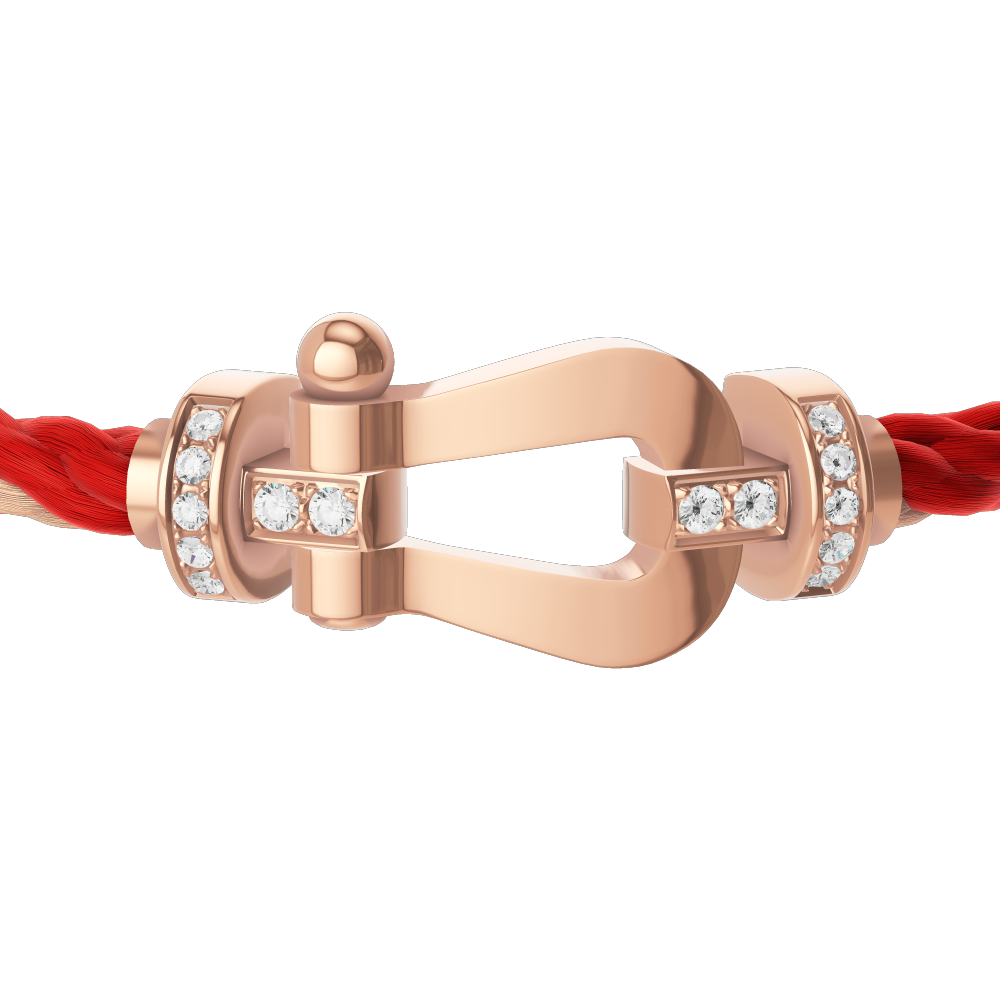 FRED FORCE 10 BRACELET Stainless steel and gold plating PINK GOLD AND DIAMONDS LARGE MODEL