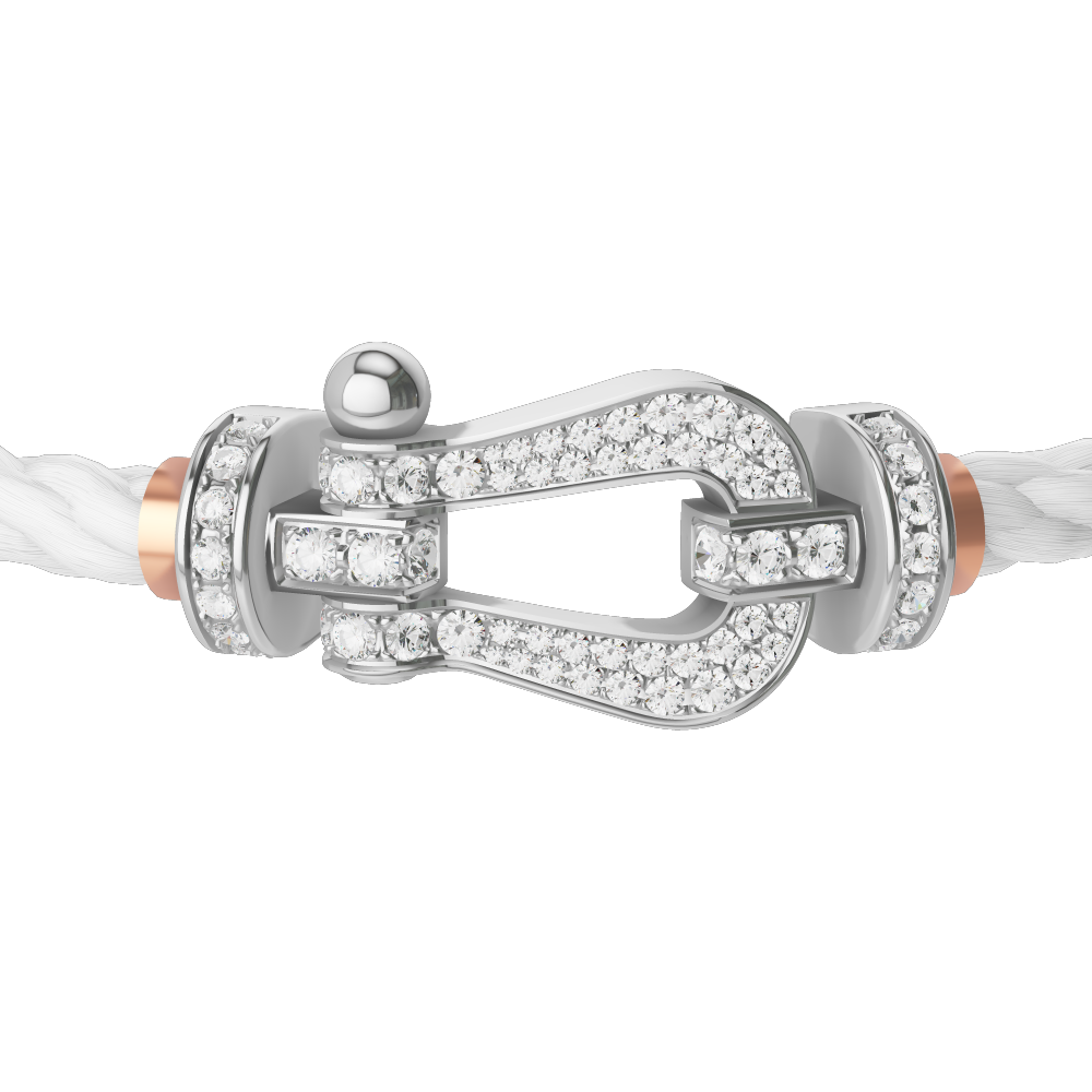 FRED FORCE 10 BRACELET Stainless steel and gold plating WHITE GOLD AND DIAMONDS LARGE MODEL