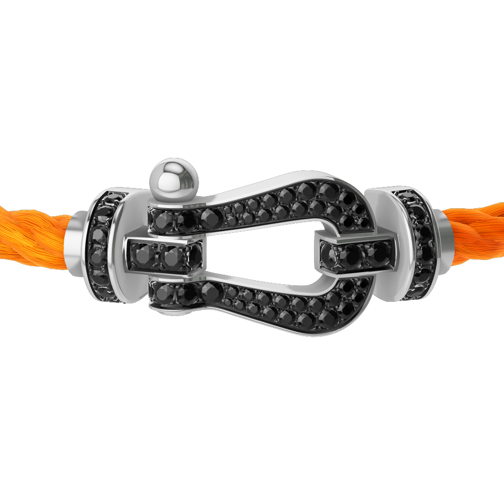 FRED FORCE 10 BRACELET Stainless steel and gold plating WHITE GOLD AND BLACK DIAMONDS LARGE MODEL