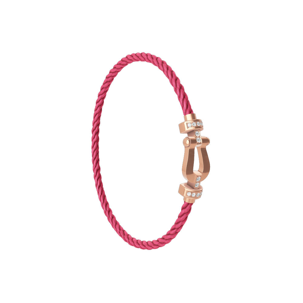 FRED FORCE 10 BRACELET Stainless steel and gold plating PINK GOLD AND DIAMONDS MEDIUM MODEL