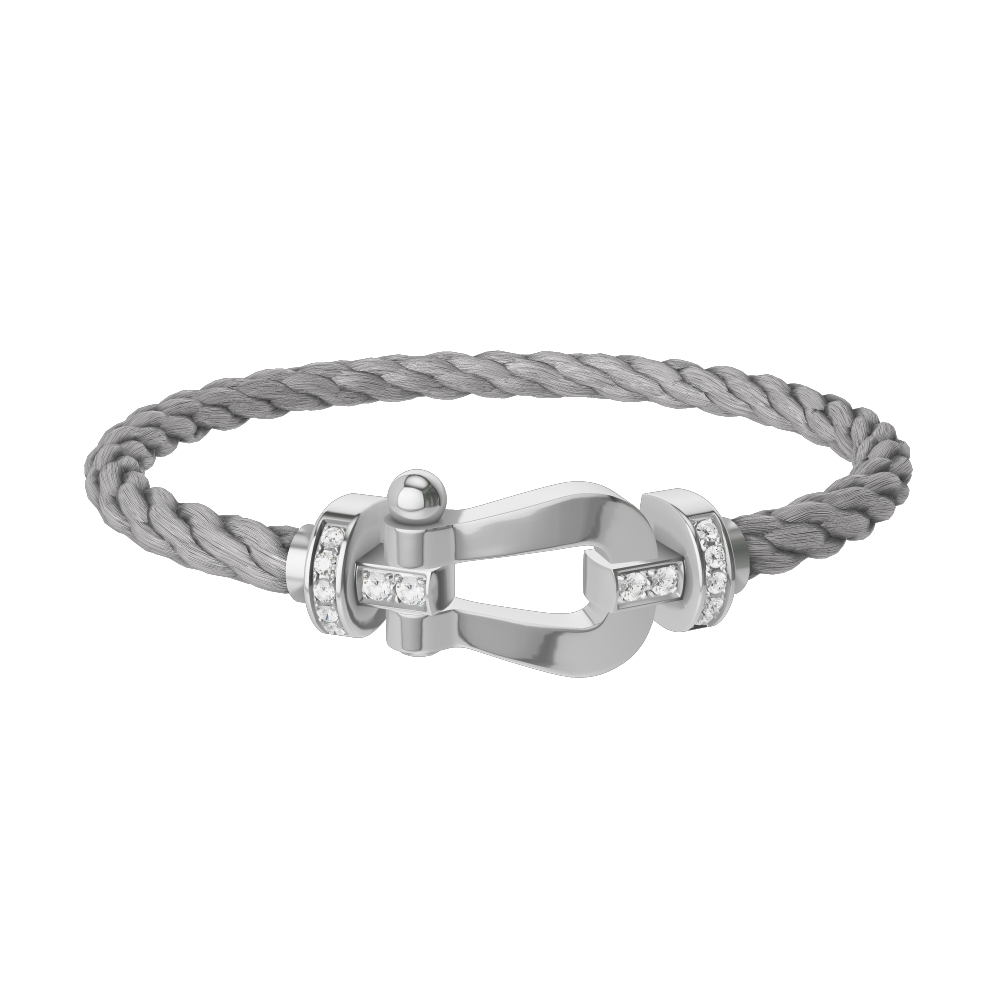 FRED FORCE 10 BRACELET Stainless steel and gold plating WHITE GOLD AND DIAMONDS LARGE MODEL