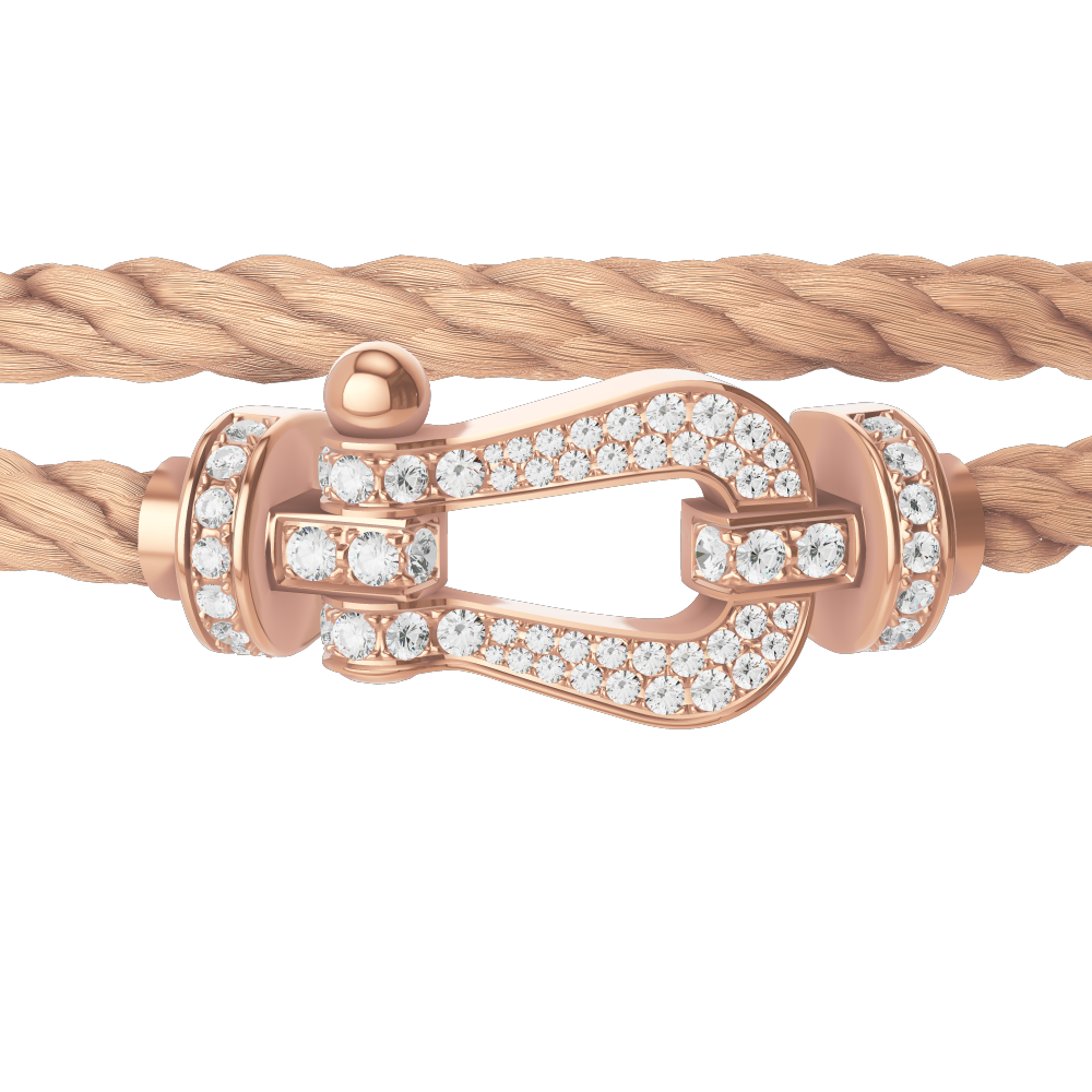 FRED FORCE 10 BRACELET Stainless steel and gold plating PINK GOLD AND DIAMONDS LARGE MODEL