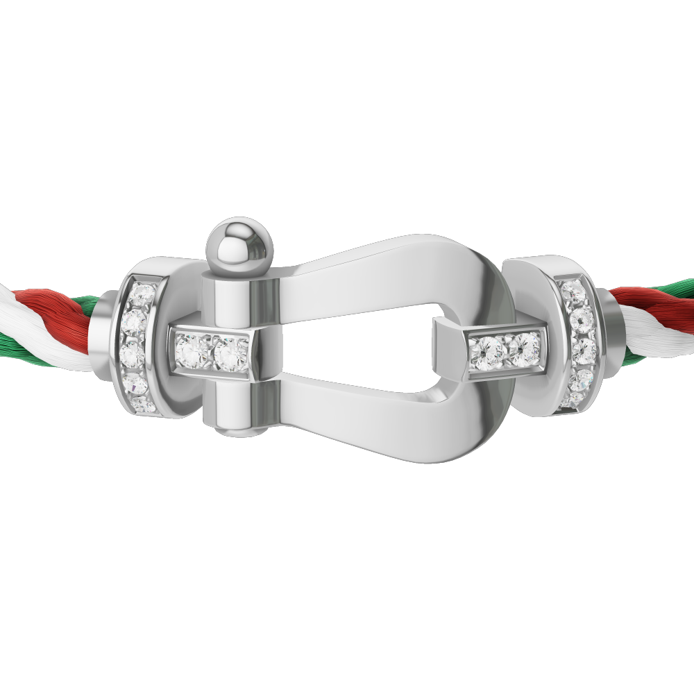 FRED FORCE 10 BRACELET Stainless steel and gold plating WHITE GOLD AND DIAMONDS LARGE MODEL