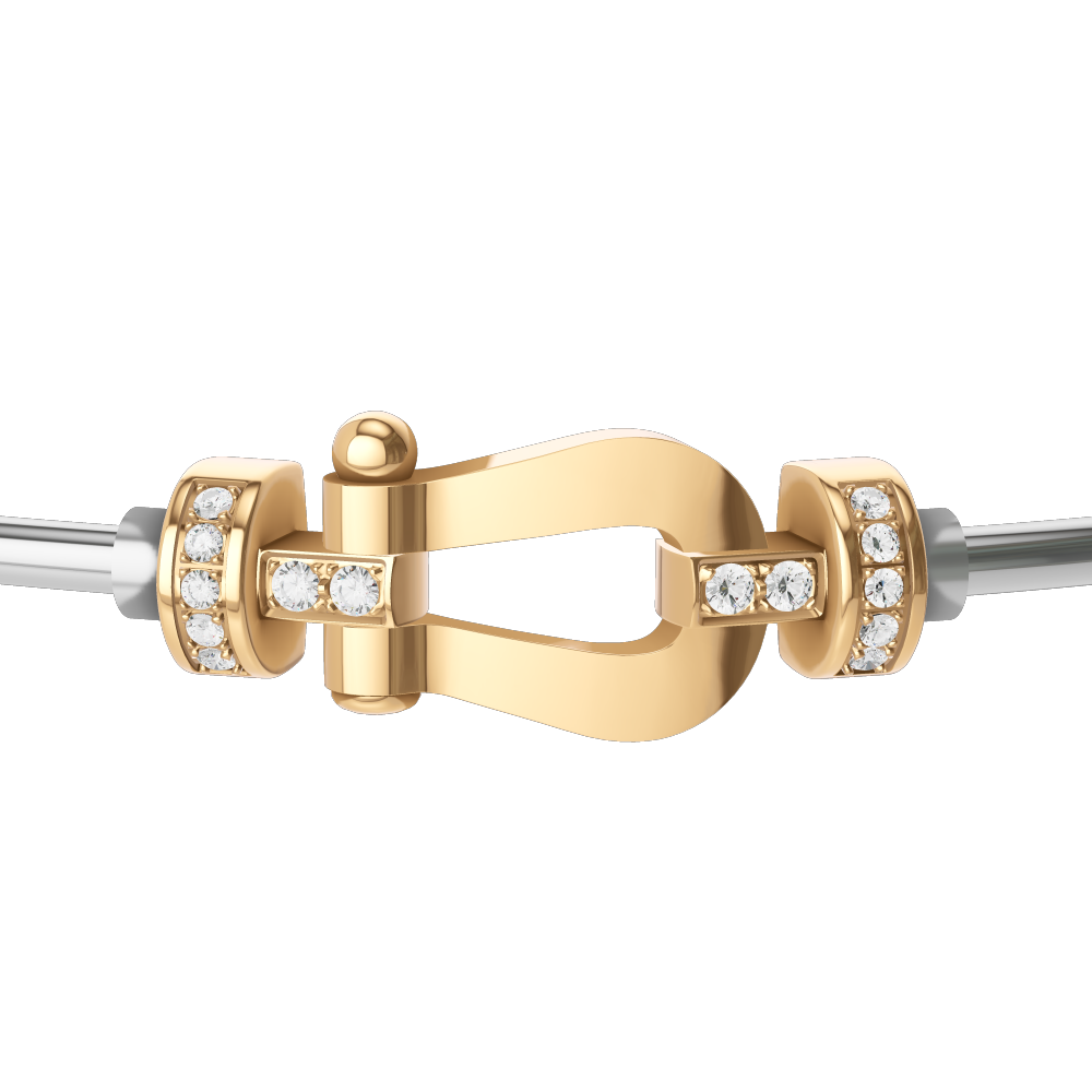 FRED FORCE 10 BRACELET Stainless steel and gold plating YELLOW GOLD AND DIAMONDS MEDIUM MODEL