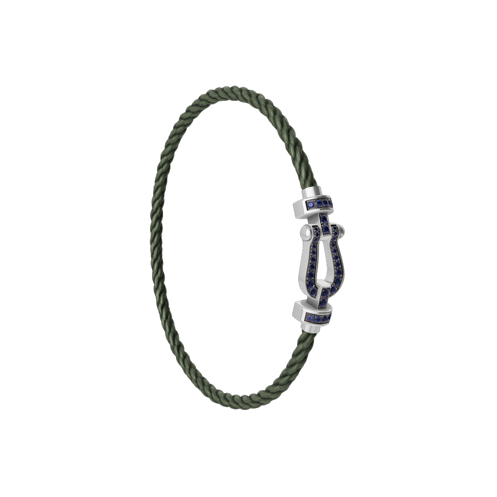 FRED FORCE 10 BRACELET Stainless steel and gold plating WHITE GOLD AND BLUE SAPPHIRES MEDIUM MODEL