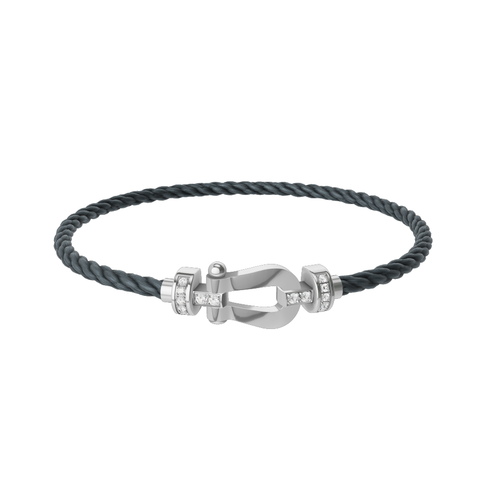 FRED FORCE 10 BRACELET Stainless steel and gold plating WHITE GOLD AND DIAMONDS MEDIUM MODEL