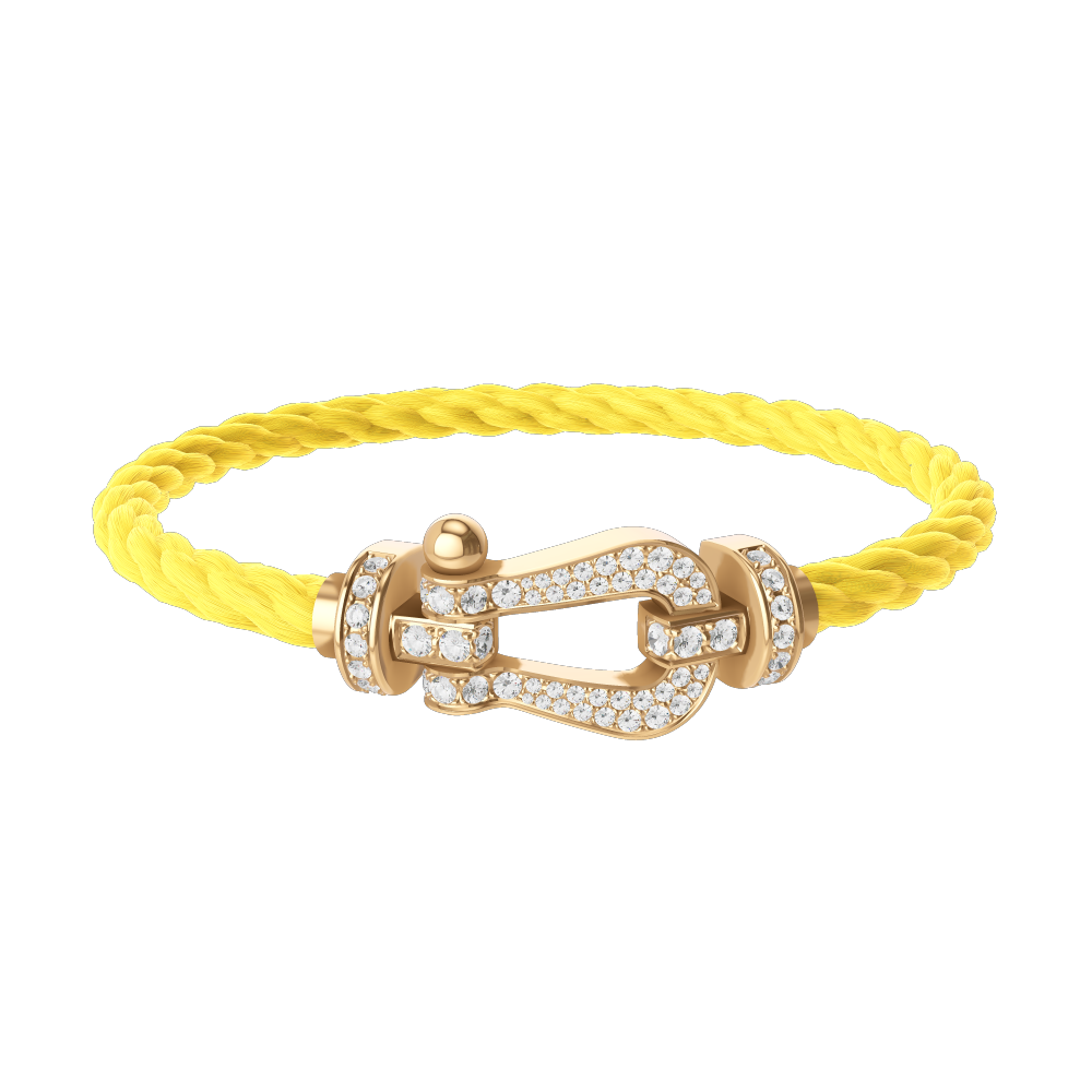 FRED FORCE 10 BRACELET Stainless steel and gold plating YELLOW GOLD AND DIAMONDS LARGE MODEL