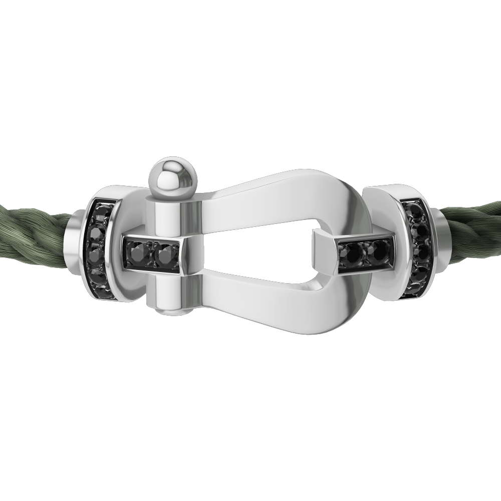 FRED FORCE 10 BRACELET Stainless steel and gold plating WHITE GOLD AND BLACK DIAMONDS LARGE MODEL