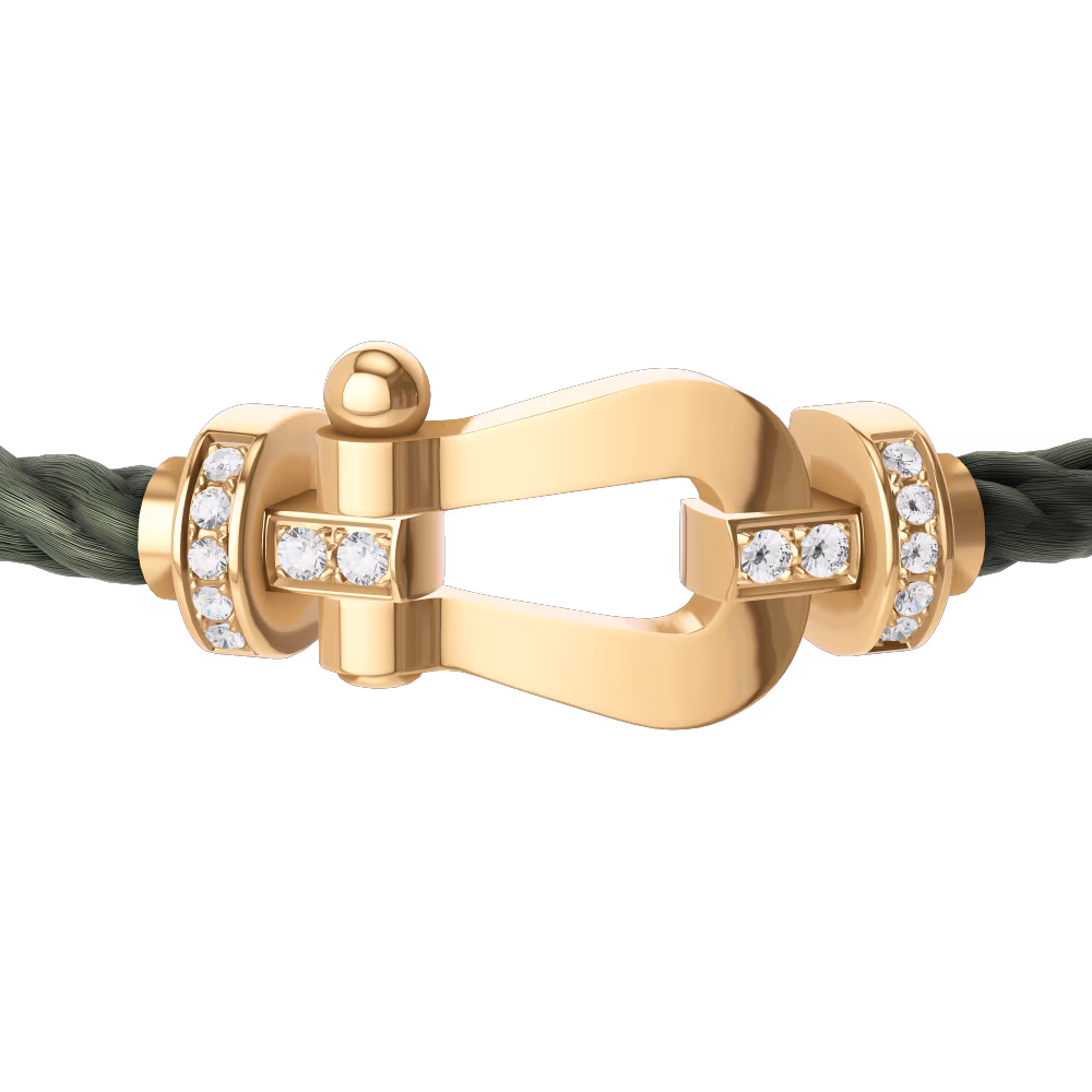 FRED Force 10 bracelet Stainless steel and gold plating yellow gold and diamonds large model